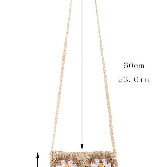 Women Straw Crossbody Bag Beach Purse Handmade Woven Shoulder Bag Boho Crochet P - Picture 2 of 7